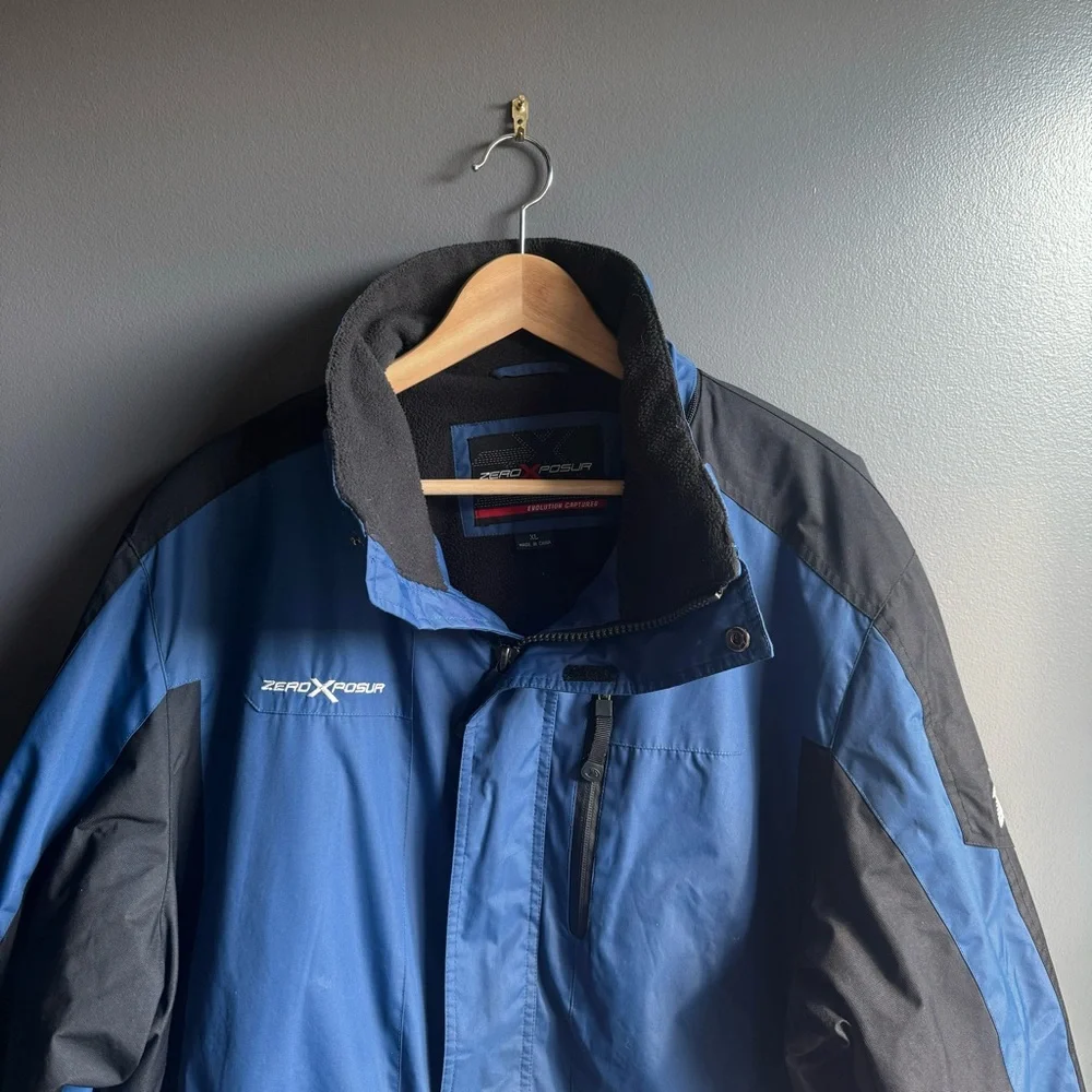 ZeroExposur Mens Winter Coat in Blue and Black Full Zip Size XL - Picture 5 of 7